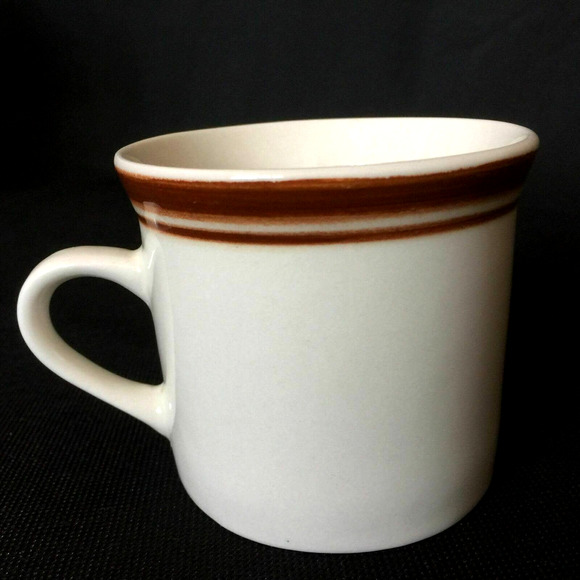 Brickoven Stoneware Coffee Mug Tea Cup Ivory Brown Stripe Vintage Lot of 4 - Picture 4 of 6